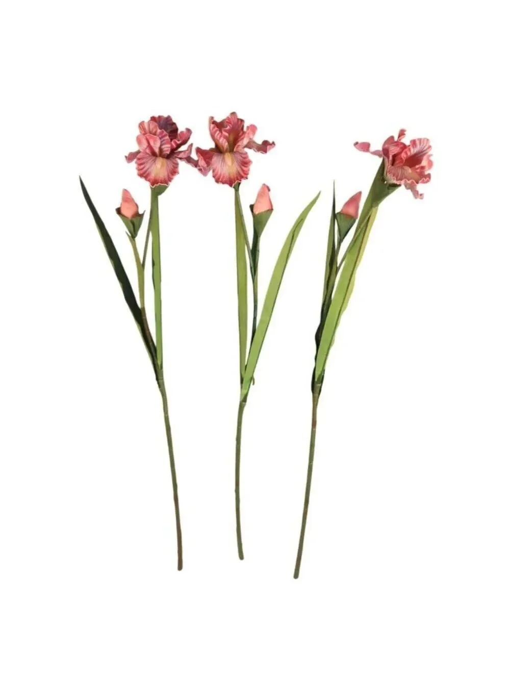 Artificial Iris Flower 33 Inch Tall Pink Faux Iris Stem Hand Painted Look Floral